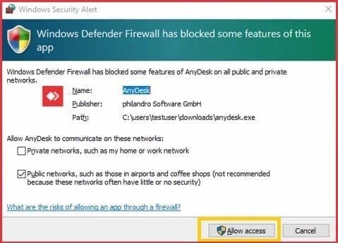 autoriser anydesk pare-feu-windows