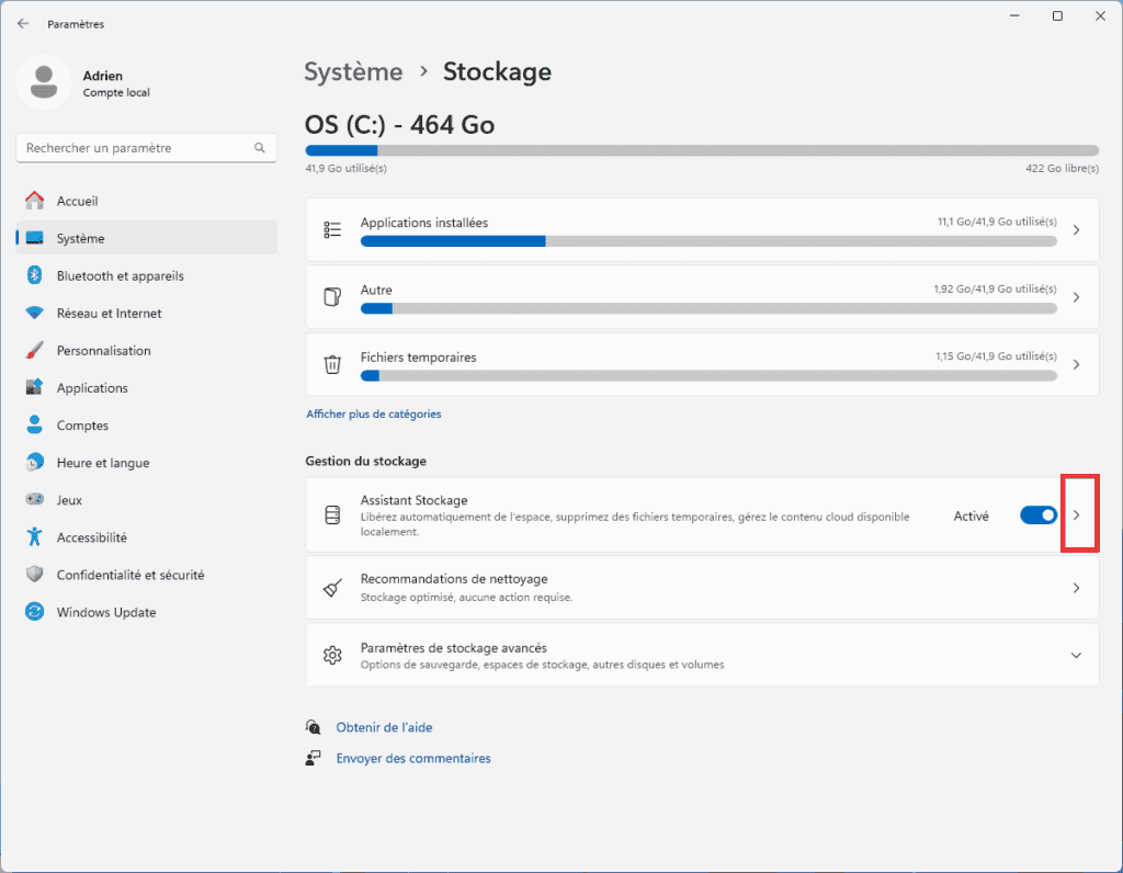 Configuración avanzada de almacenamiento