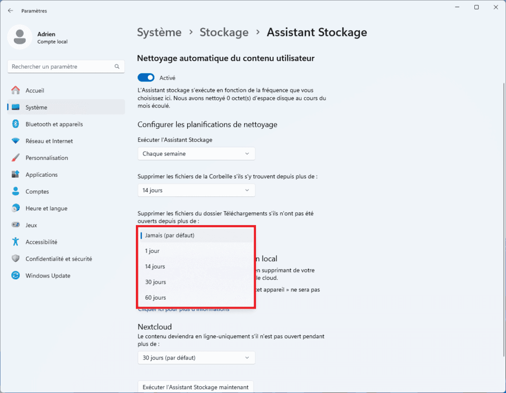 eliminar automáticamente los archivos de la carpeta de descargas