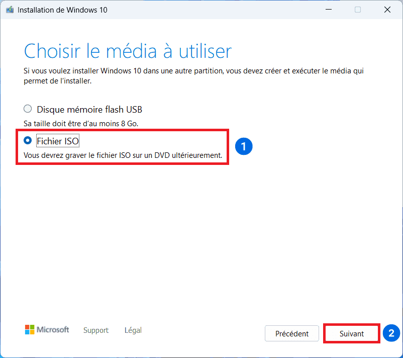 Elija el medio para utilizar el archivo iso