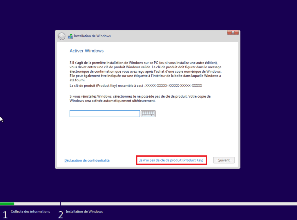 introduzca la clave de producto de windows 10