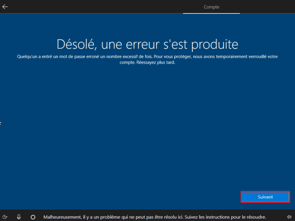 microsoft windows 10 error de cuenta