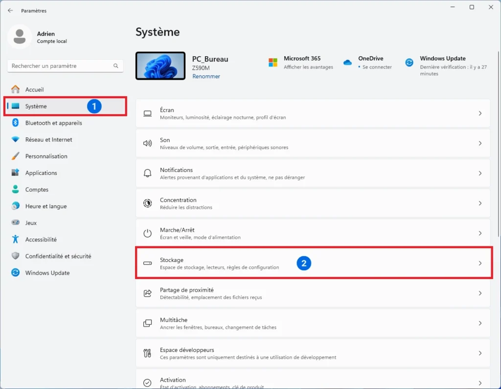 windows 11 configuracion del sistema almacenamiento