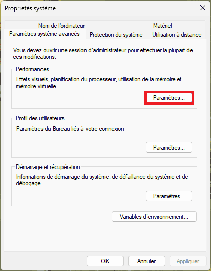 configuración del rendimiento de windows 11