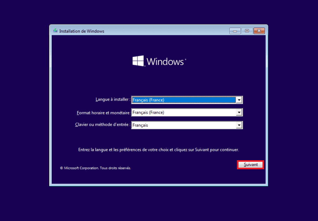selección del idioma de instalación de windows 10