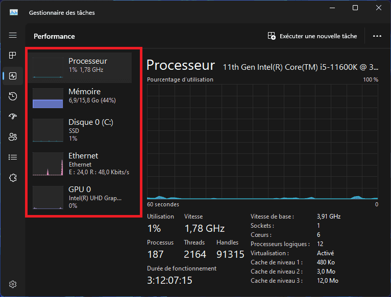 niveau de performances Windows 11