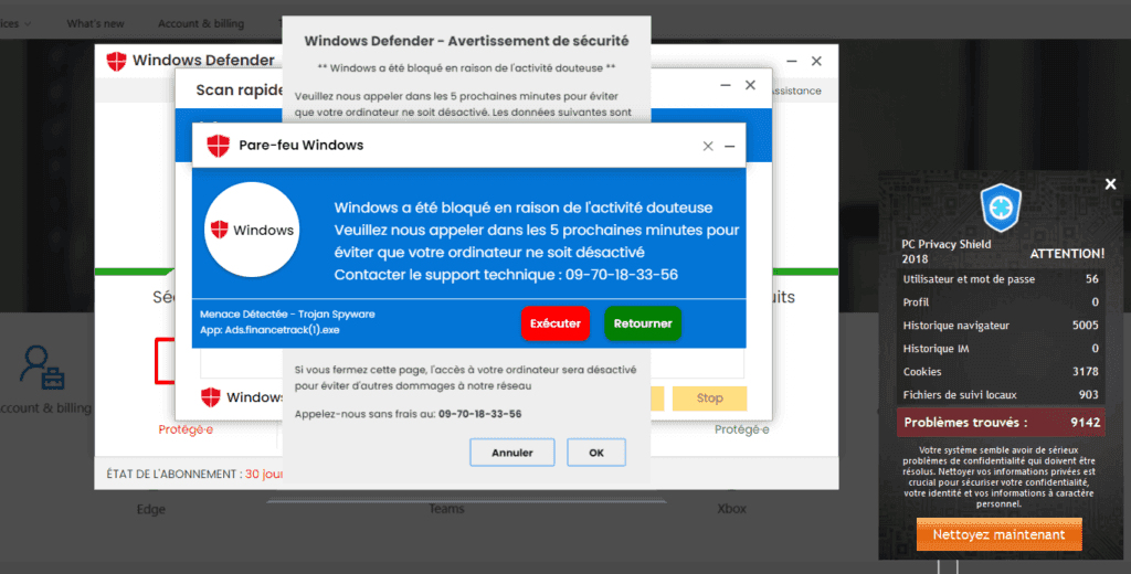 arnaques au faux support technique Microsoft