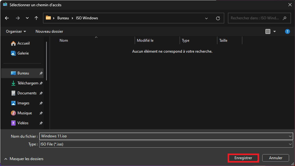 guardar archivos ISO de Windows 11