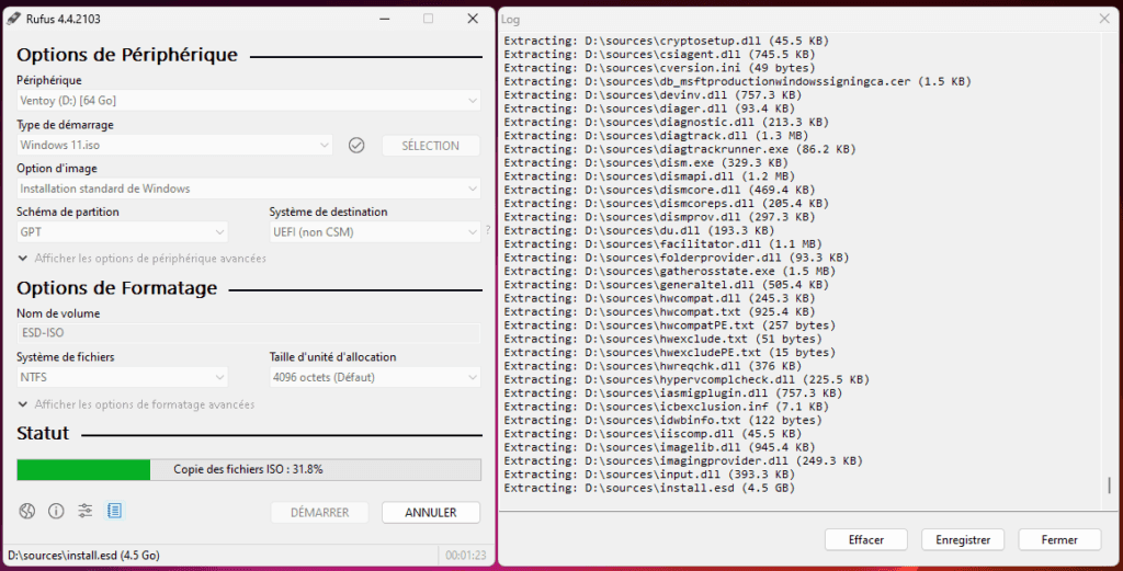 Rufus escritura en el soporte de instalación de Windows 11 para PC no compatible