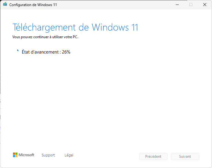 descarga del ISO de Windows 11 en curso