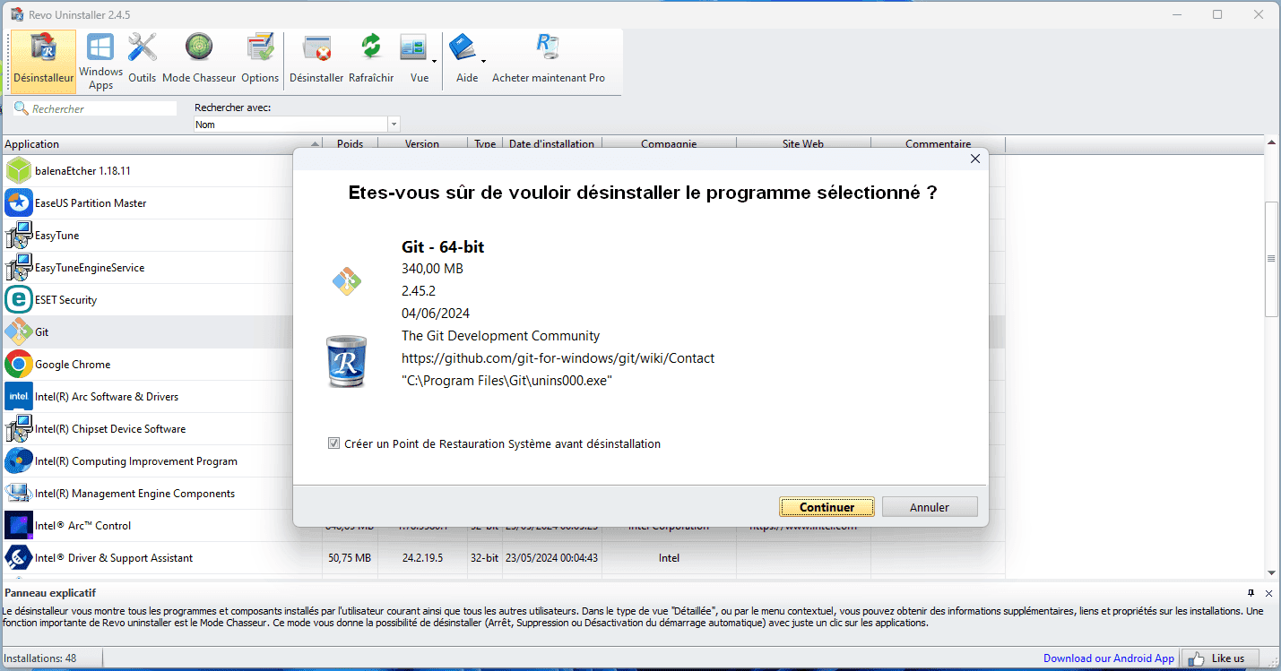 Revo Uninstaller continue the uninstallation