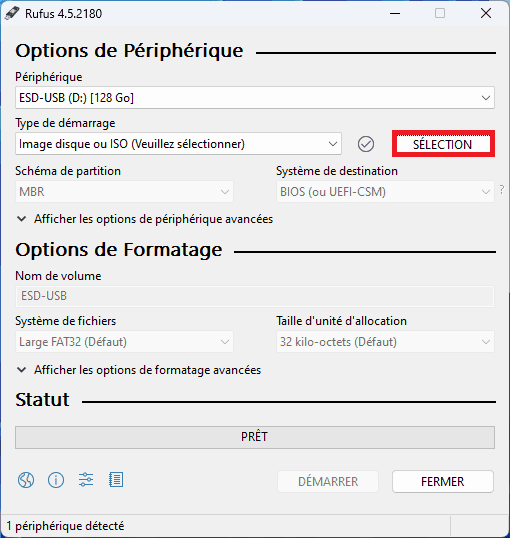 selection iso rufus