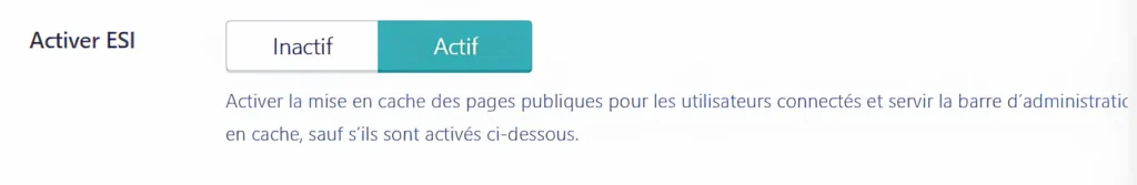 Activer la mise en cache ESI (Edge Side Includes)