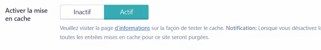 Activer la mise en cache de page