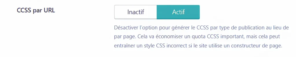 Activer le Critical CSS par URL (CCSS)