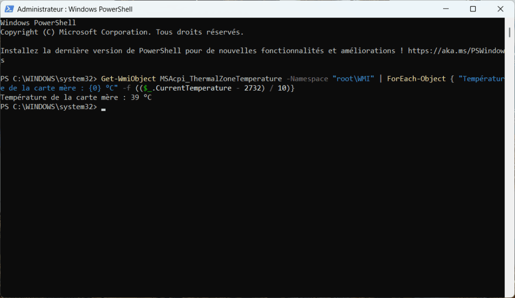 powershell temperatura pc