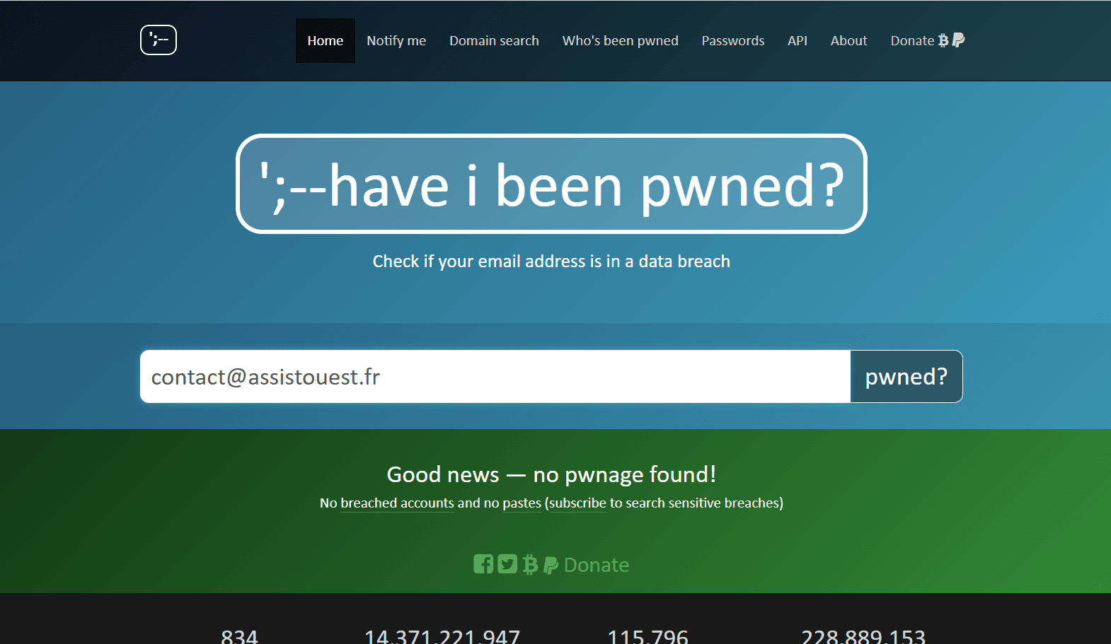 Comprueba tus datos con Have I Been Pwned