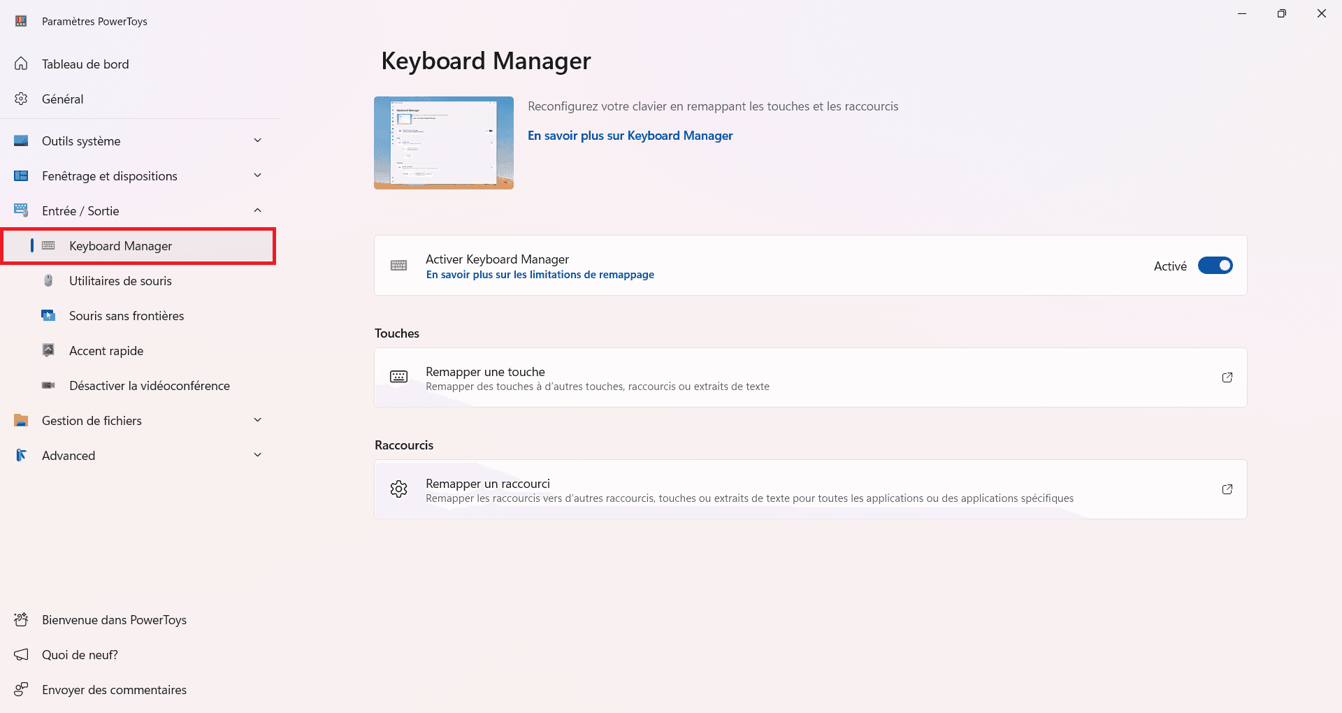 gestor de teclado microsoft powertoys remapper touche clavier