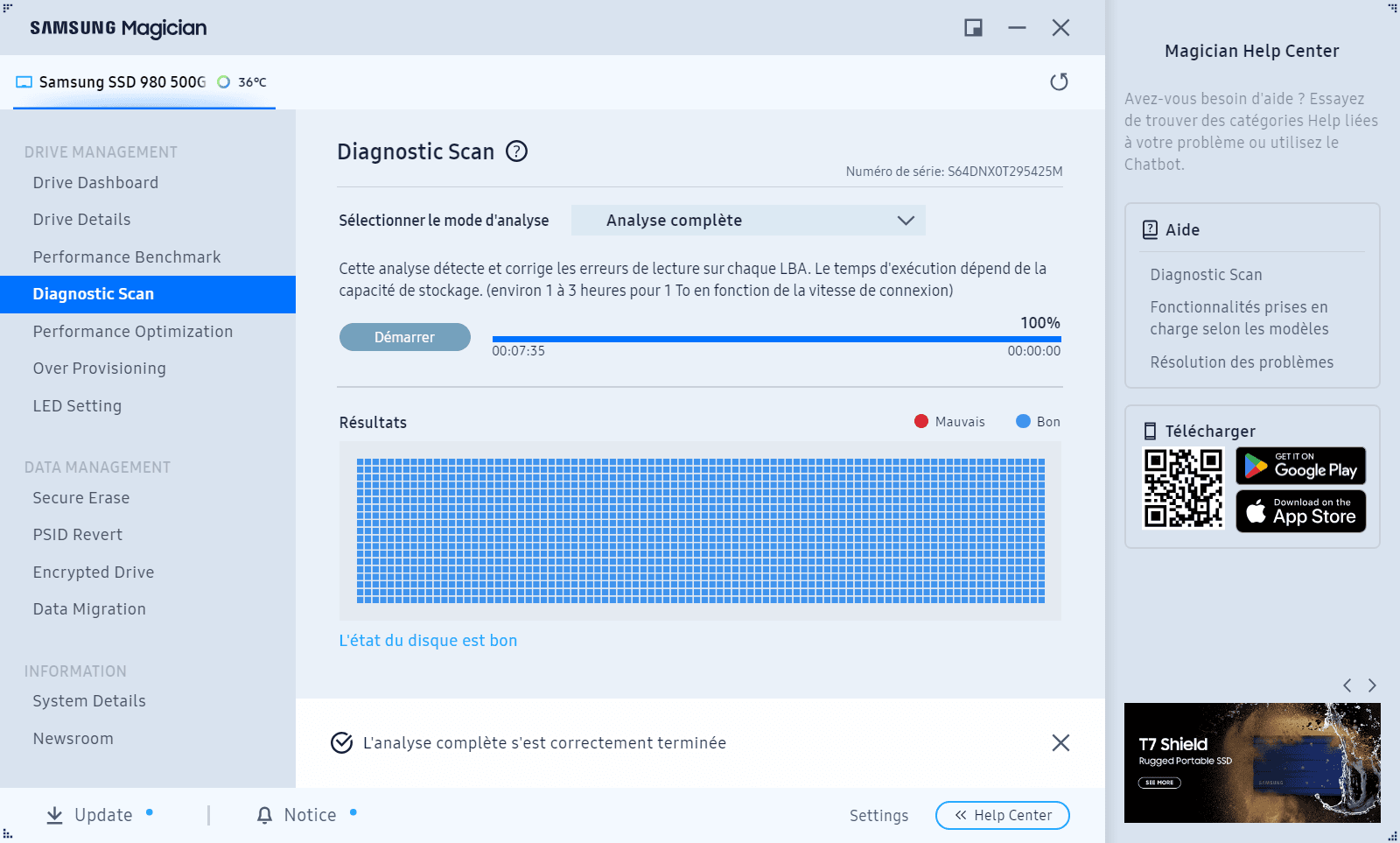 L'interface de Samsung Magician.