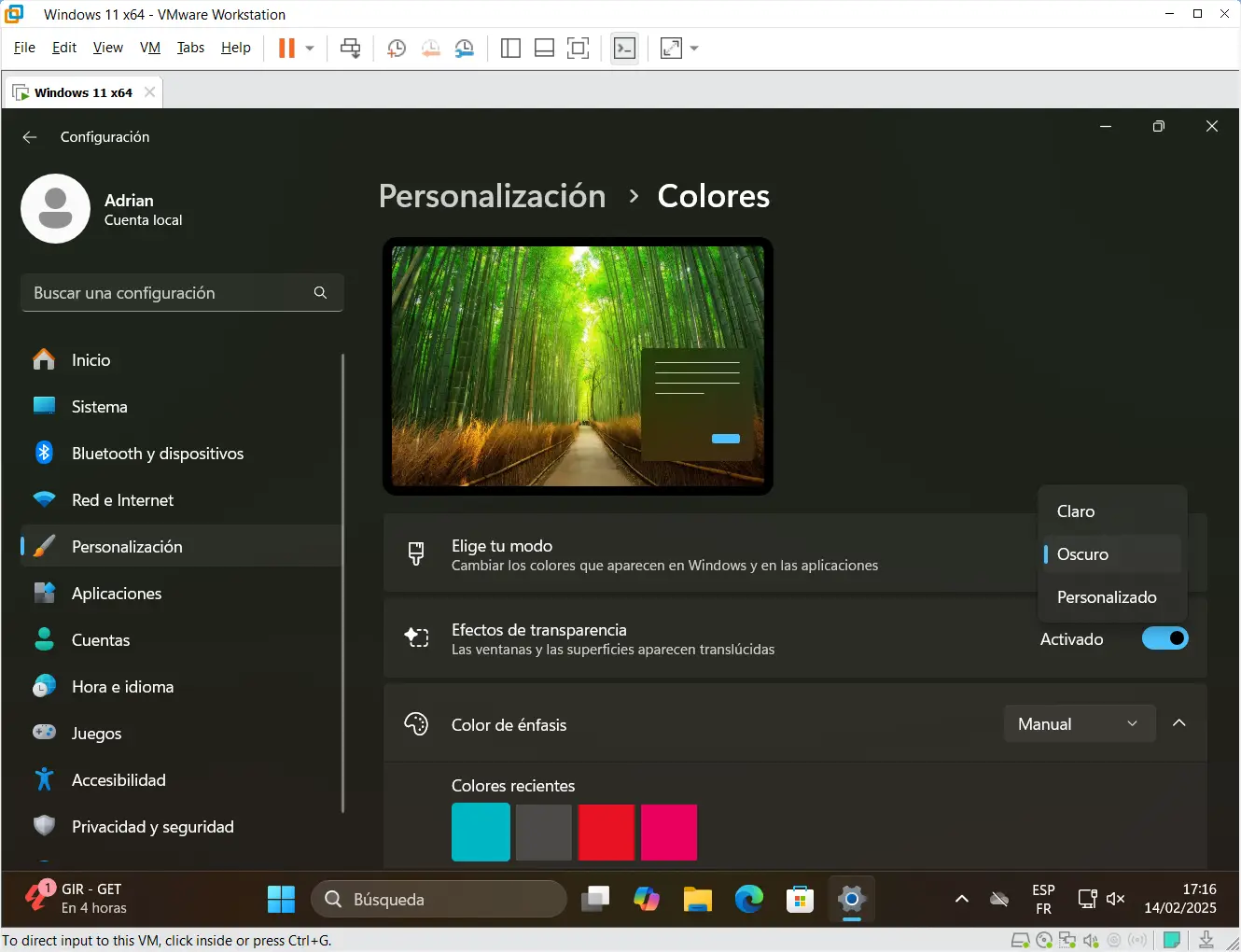 Colores Elige tu modo oscuro de Windows 11