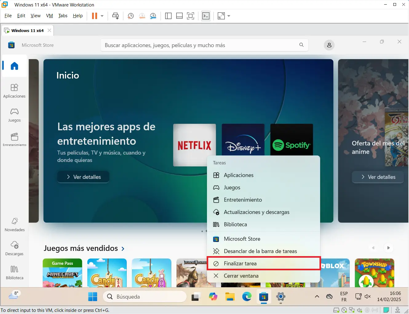 Detener una aplicación desde la barra de tareas