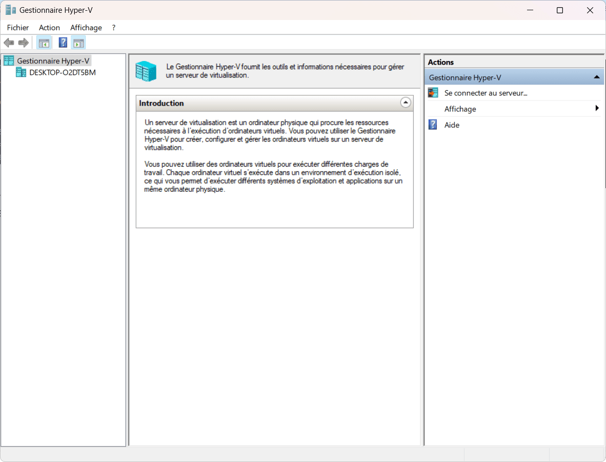Hyper-V está instalado en una edición familiar de Windows 11