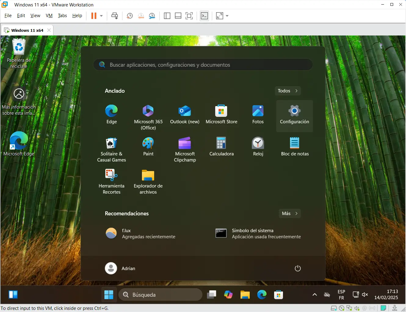 Ícono de rueda dentada en el Menú de Inicio para abrir la Configuración de Windows