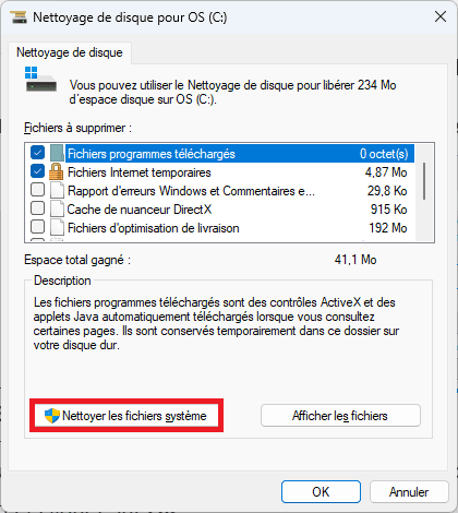 Limpiar los archivos del sistema en Windows 11