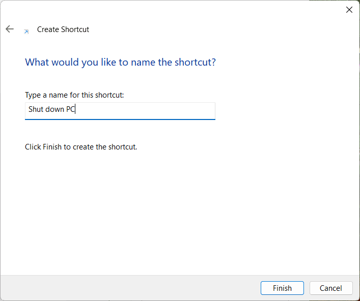 desktop shortcut shutdown windows