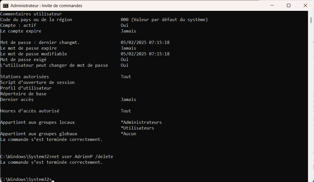 Eliminación de una cuenta de usuario local en Windows