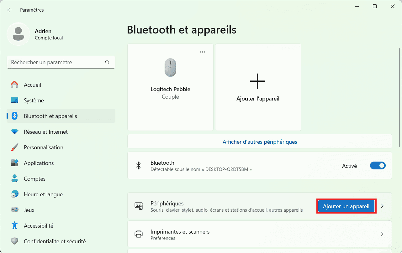Agregar un dispositivo Bluetooth en la configuración de Windows 11