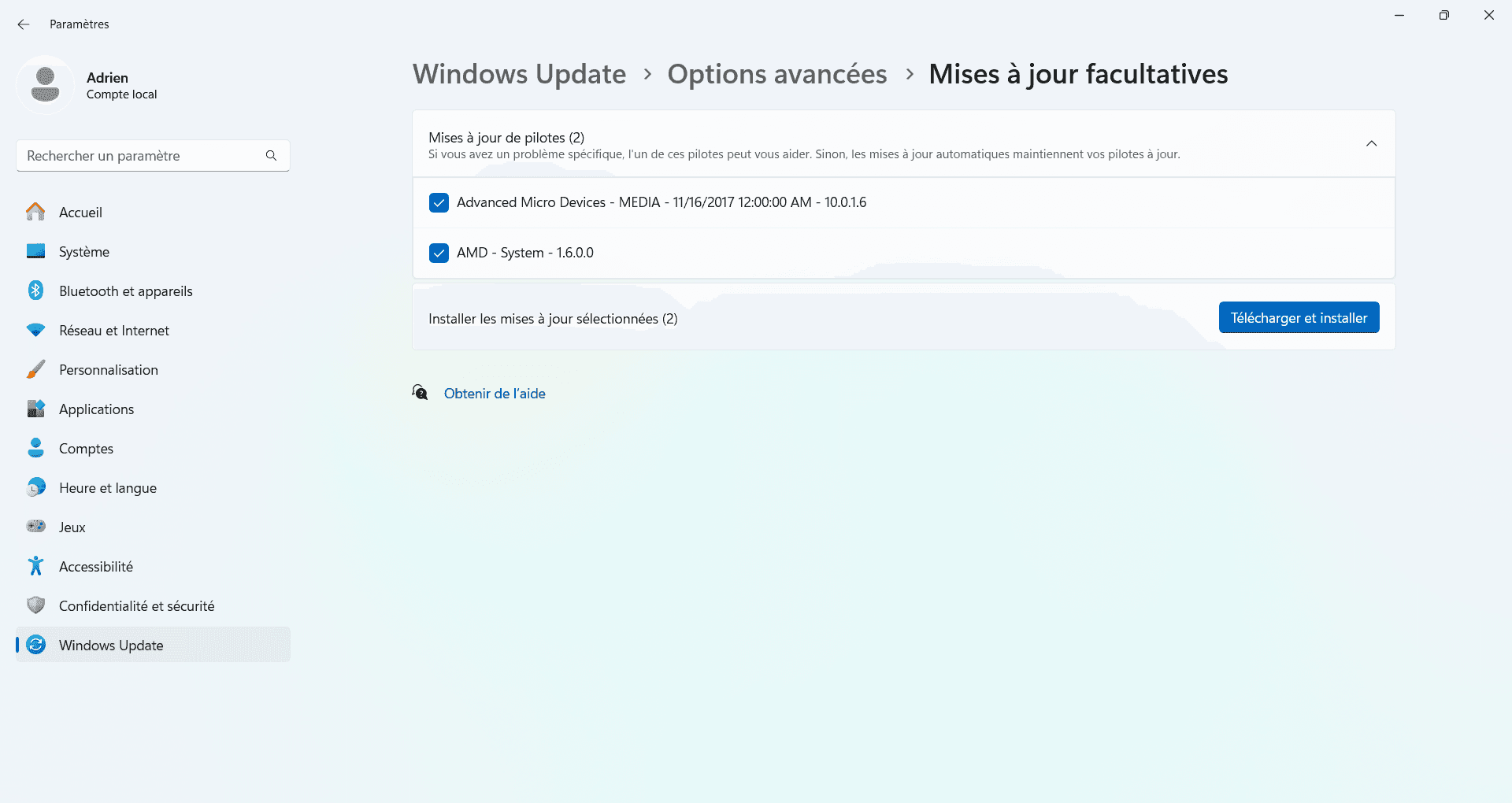 Actualización de controladores en Windows Update