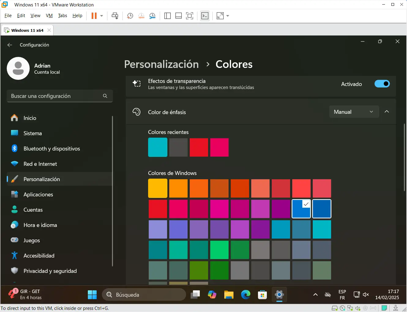modo oscuro activado en windows 11