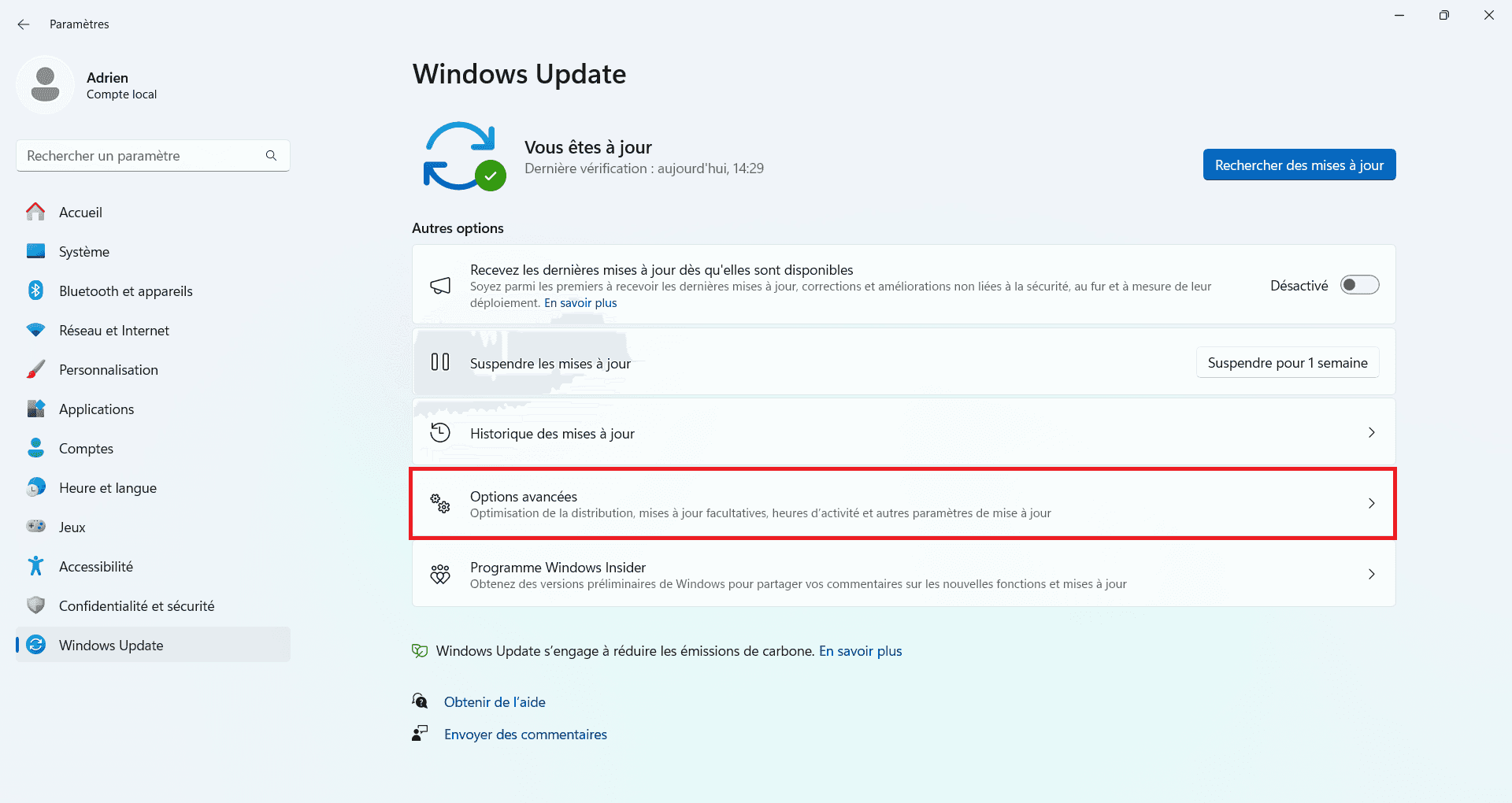 Configuración avanzada de Windows Update