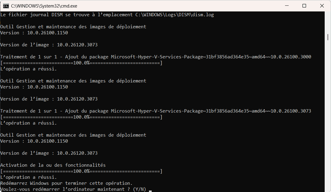 Reiniciar su PC para activar Hyper-V