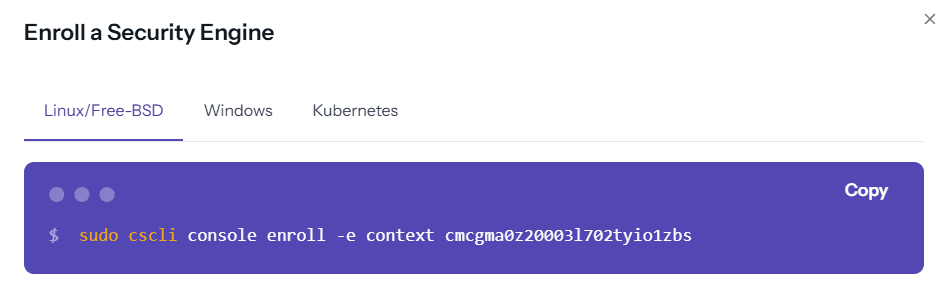 Vinculación del agente local con su cuenta CrowdSec